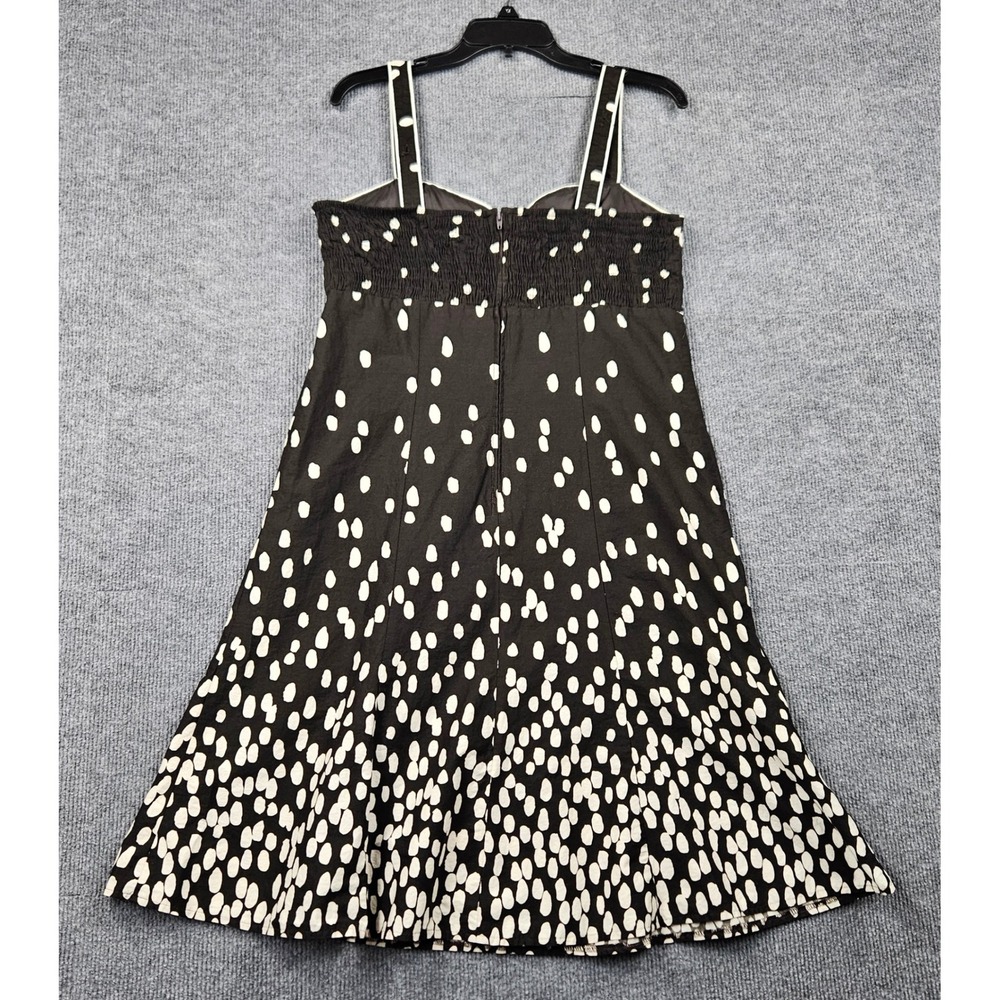 R&K Originals Brown White Polka Dot Sun Dress Sweetheart Neck Smocked Back 12